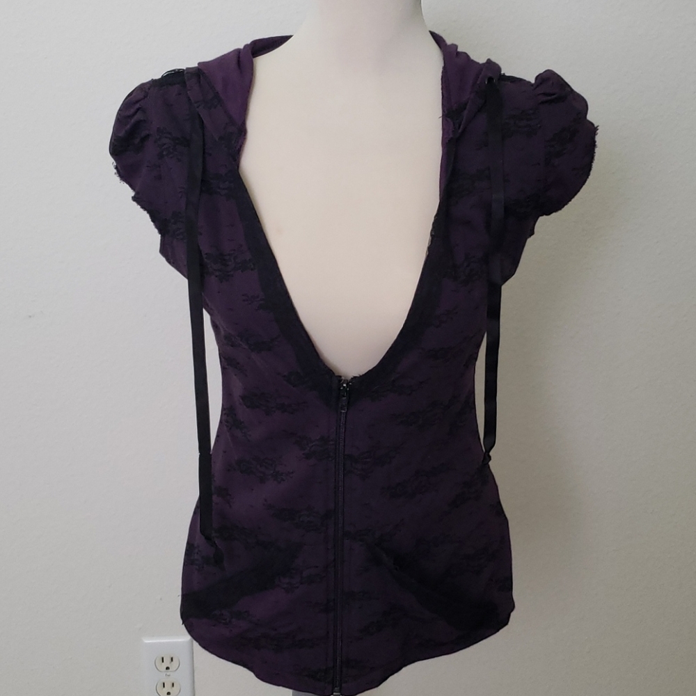 Lip Service Zip up Hoodie Lace Purple Design